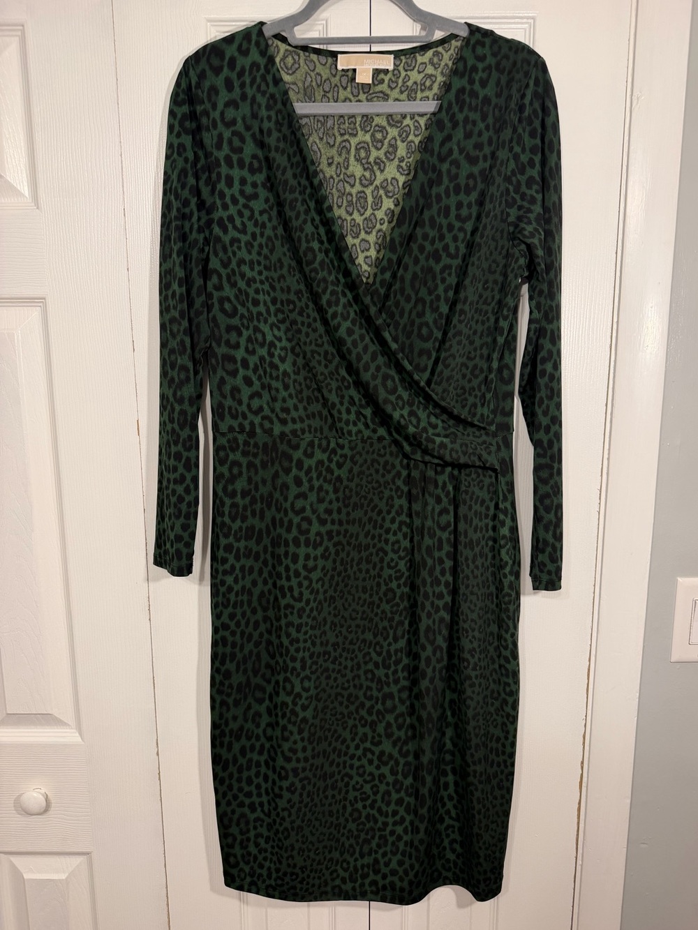 Michael Michael Kors Leopard Print Wrap Dress 1X Green Black